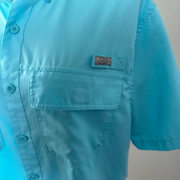 Ocean Coast men’s medium button up front fishing shirt front pockets vented back - Picture 5 of 15